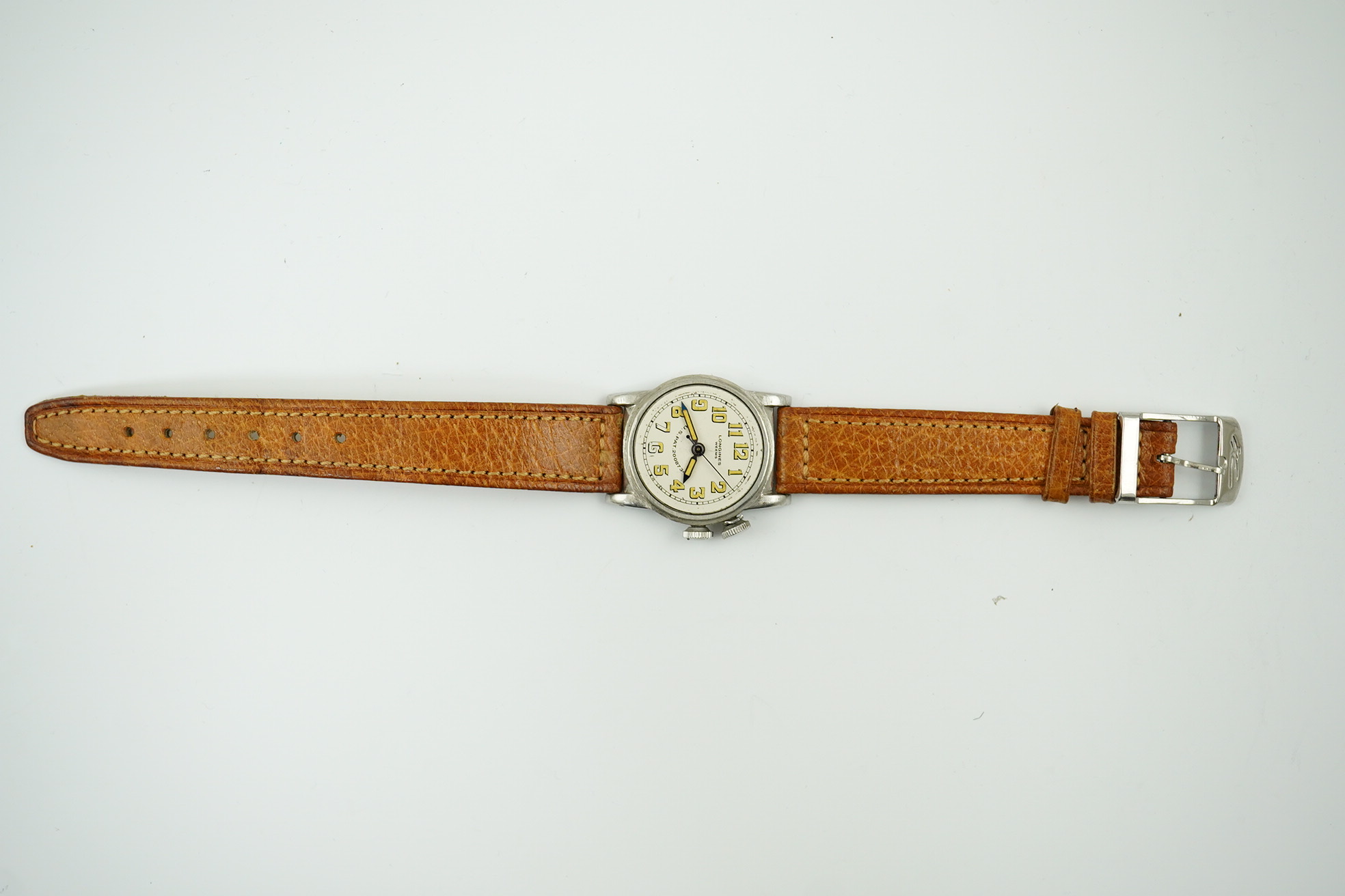 A gentleman's mid 1940's steel Longines Weems U.S Patent Army Pilot's manual wind wrist watch